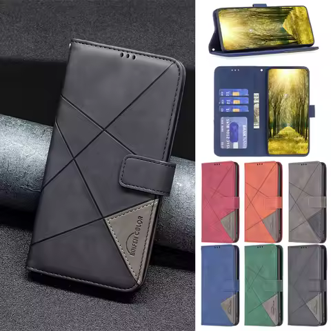Flip Leather Wallet Capa For Samsung Galaxy A52s 5G A52 A72 A42 A32 A22 A03 Core A02s A04 Geometric Phone Bag Protect Case Funda