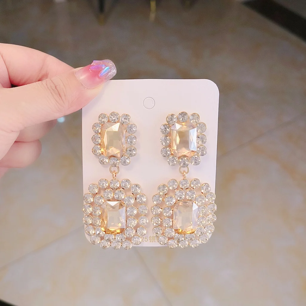 Exaggerated Fashion Crystal Light Luxury Geometric Earrings