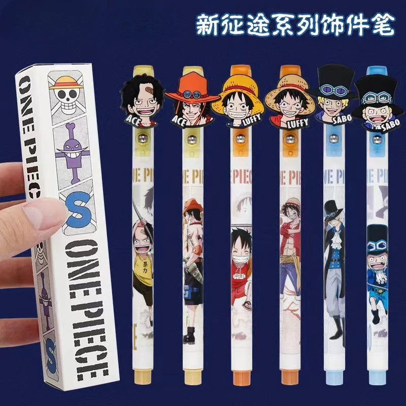 One Piece Monkey·D·Luffy, nuevo bolígrafo de prensa de dibujos animados, bolígrafo Neutral para niño, bolígrafo de escritura negro con personalidad para estudiante, regalo periférico de animé