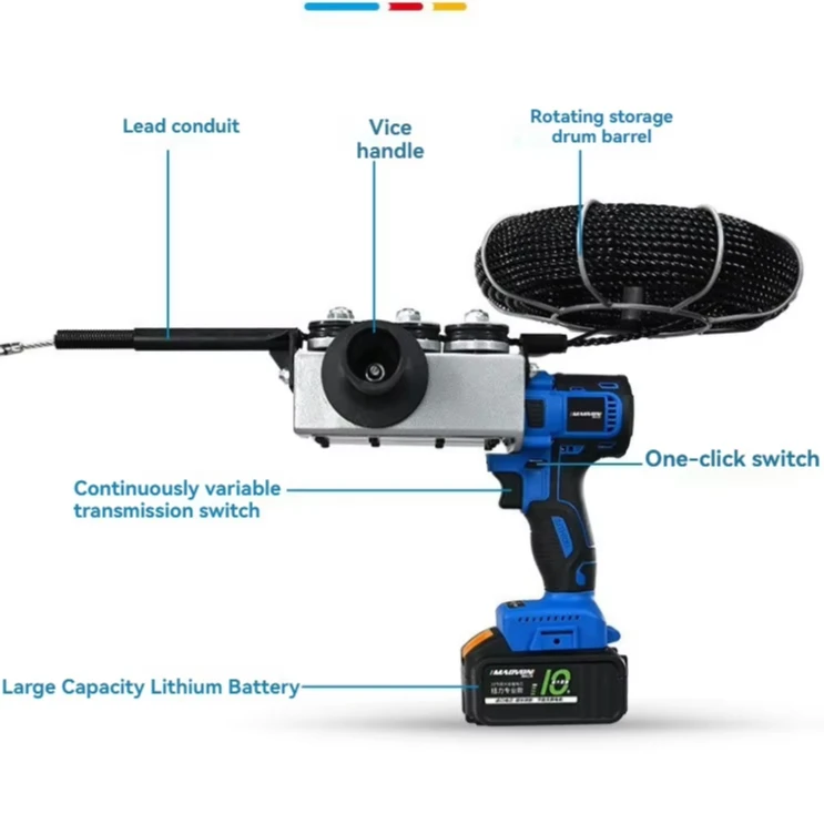 Construction Lithium Cordless Stringing Machine C  le Recharge  le Wall Threading Machine for Wire