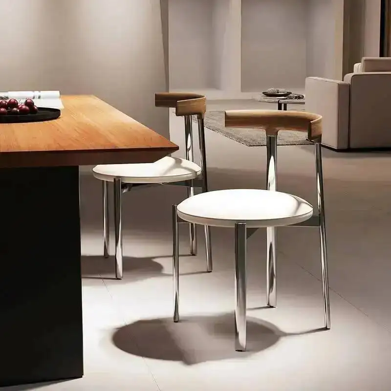 Modern Luxury Da Leather Stools White Chair Dining Chair High Sedia Dining Nordic Bar Design Restaurant Pranzo Kitchen Furniture