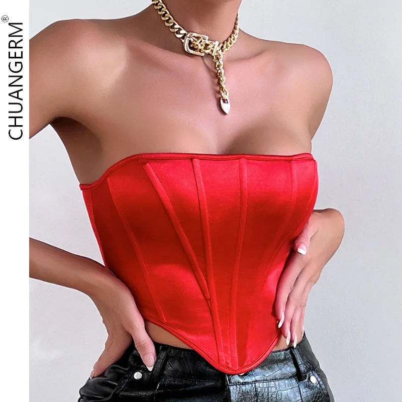 

CHUANGERM Sexy Corset Fashion Silm Skinny Sleeveless V-neck Backless Bandage Inner Tank Top Hourglass Body Shaper Camisole Vest