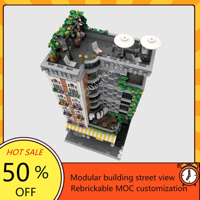 5024 sztuk PUB dom modułowy modułowy MOC kreatywny widok ulicy Model klocki architektura DIY edukacja montaż zabawki prezenty