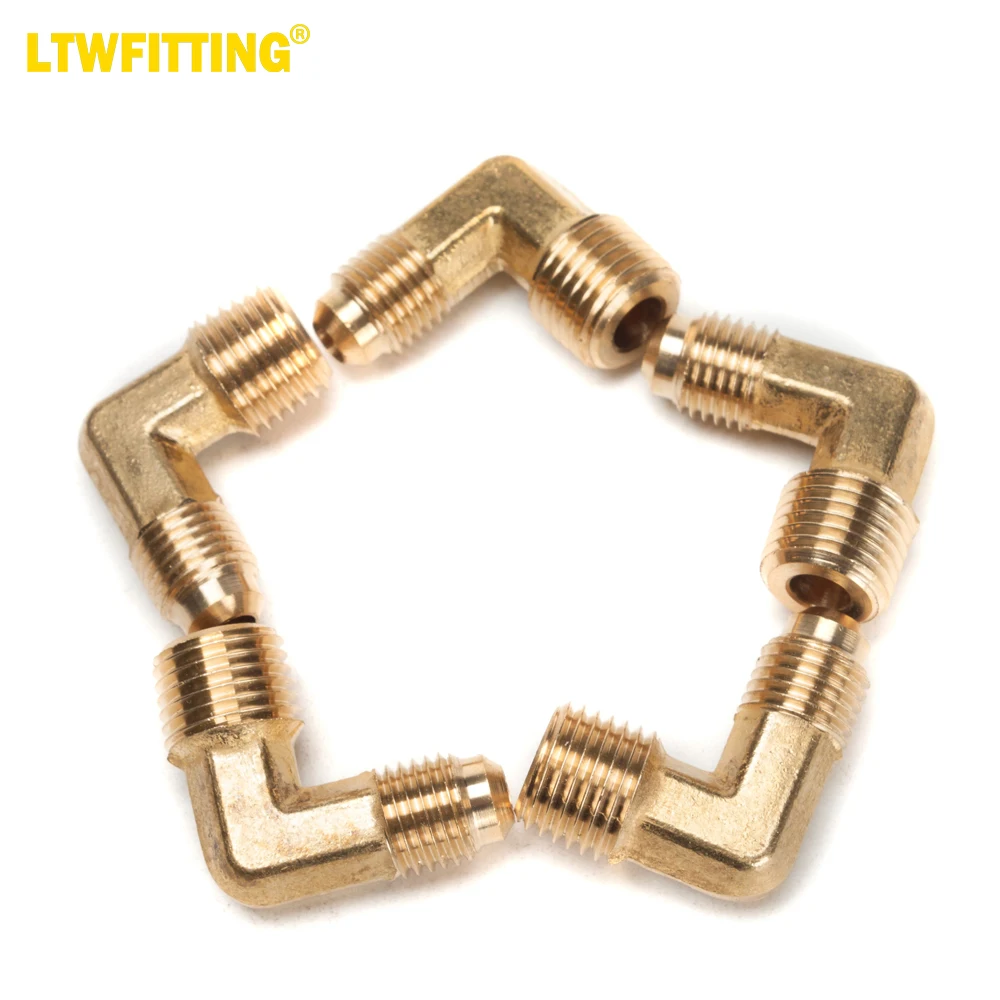 

LTWFITTING Brass Flare 1/4" OD x 1/4" Male NPT 90 Degree Elbow Tube Fitting (pack of 5)