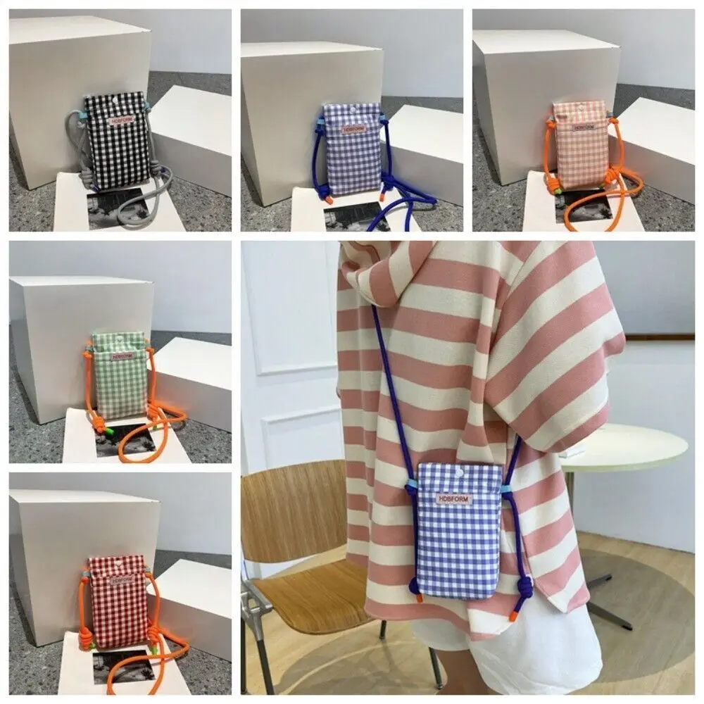 Large Capacity Grid Shoulder Bag Multifunctional Square Mini Square Bags Cartoon Polyester Handbag Women