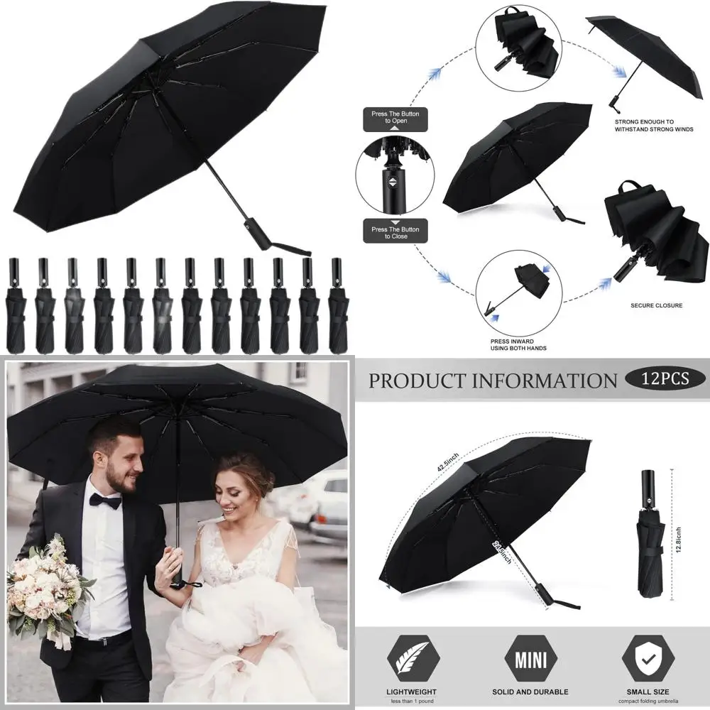 

Jexine Automatic Open Close Umbrella Bulk 10 Ribs Portable Travel Windproof Compact Strong Light Folding Umbrellas for Rain Car