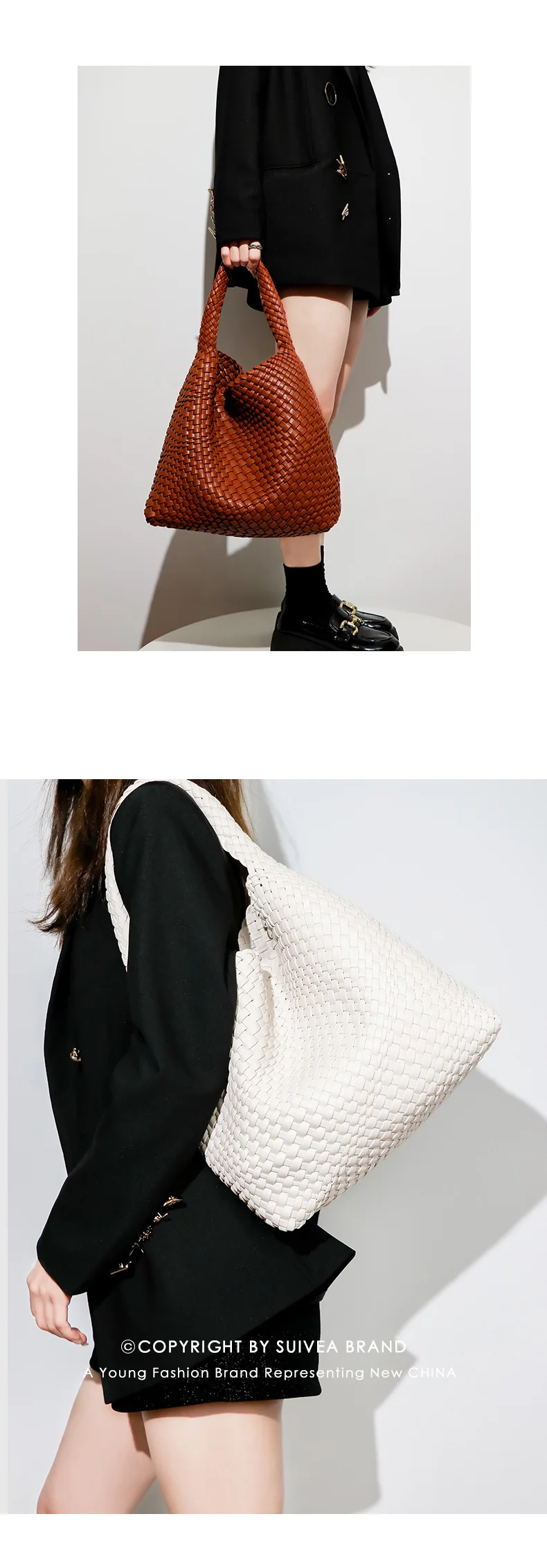 Chic Large Capacity Weave Tote Bag Soft Leather Intrecciato Handbag Shoulder Bags for Women's Fashion Work Travel Daily Outings