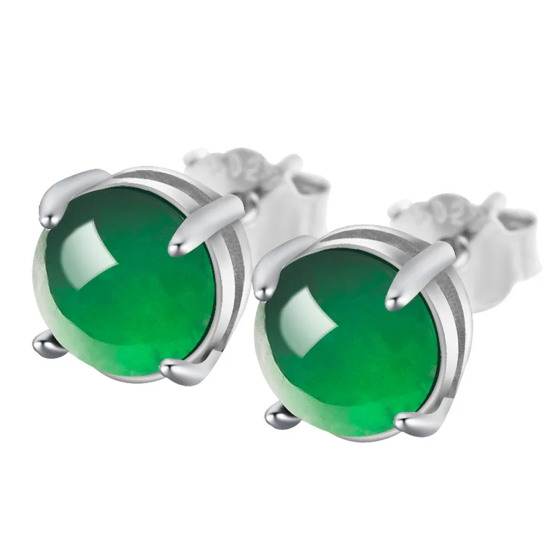 l-a-ade-jadeite-egg-aped-yang-een-stud-earrings-ice-pe-jade-s925-silver-embedded-faionable-diamond-free-jewelry