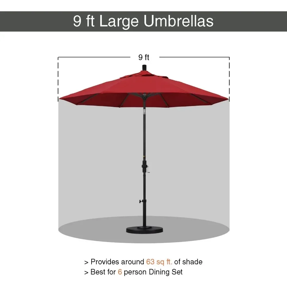 Umbrella 9' Round Aluminum Market Umbrella, Crank Lift, Collar Tilt, White Pole, Navy Blue Olefin Patio Umbrellas