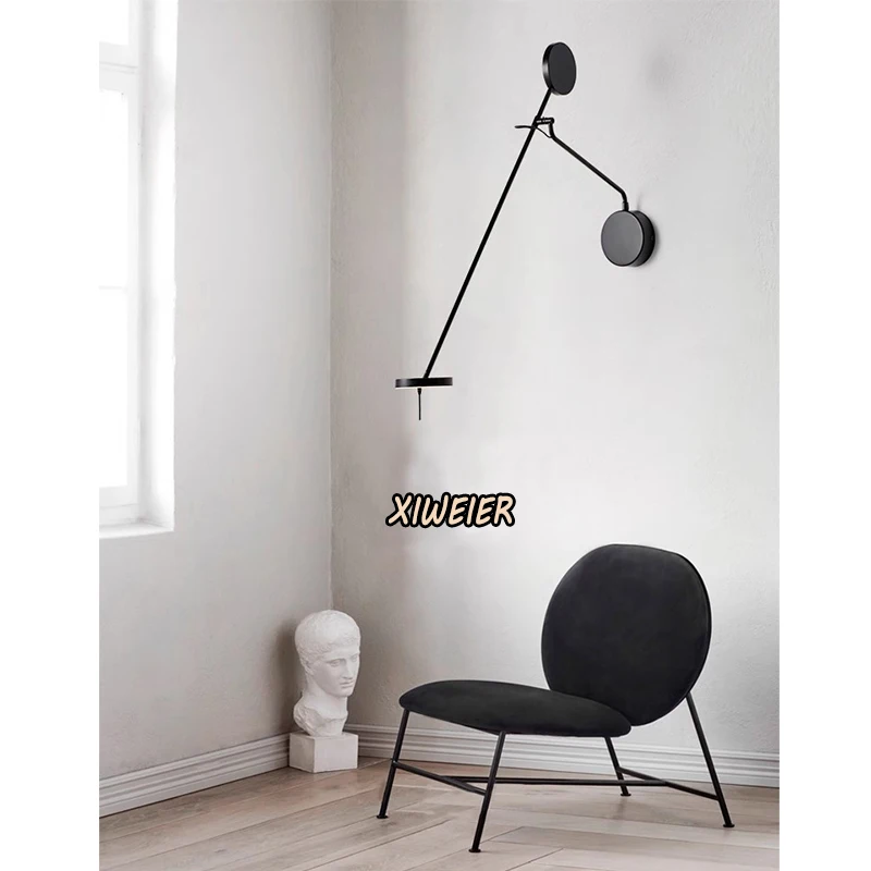 

Minimalist Italian restaurant, living room, background wall light, Nordic black adjustable light, study, office area wall light