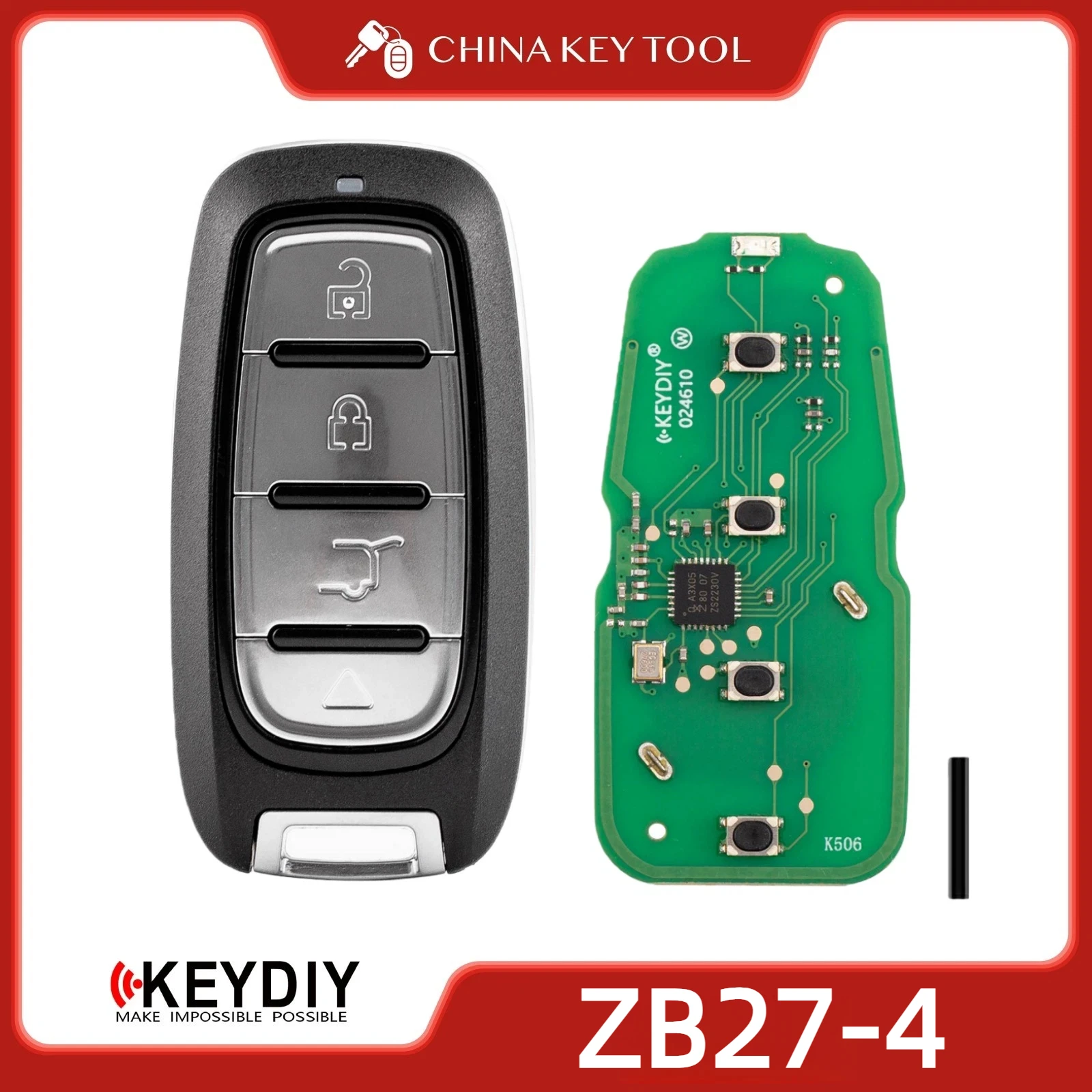

KEYDIY KD ZB27-4 Универсальный интеллектуальный дистанционный ключ с 4 кнопками, совместимый с Chrysler типа