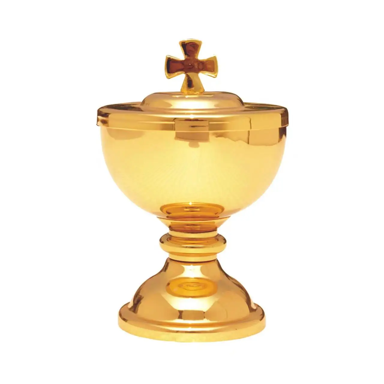 

Catholic Host Box Bras Gold Gilded Communion Paten Well Ciborium With Cross Cover RemembranceWare Stacking Bread Plate Base