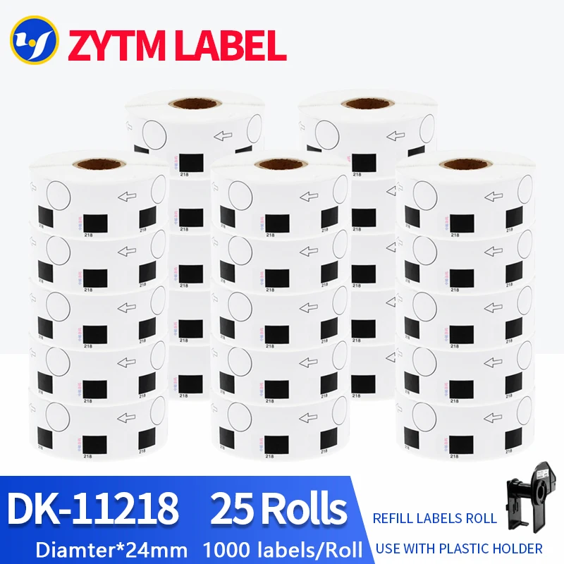 

25 Refill Rolls Brother Compatible DK-11218 Round Label Diameter 24mm 1000Pcs Work for Brother Printer QL-700/710/720 DK-1218