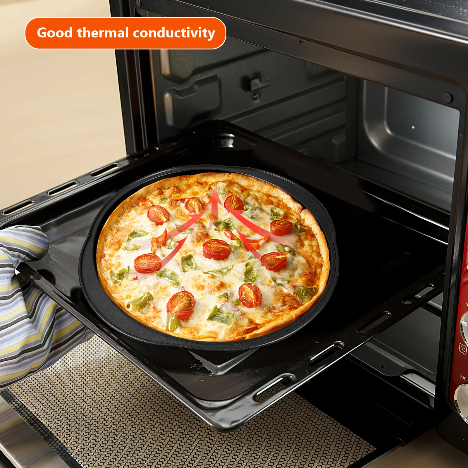 

4 pcs Pizza Pans Carbon Steel Thickened Tray Round Holes for Kitchen Oven Baking Non Stick Coating Serving HomeRestaurant