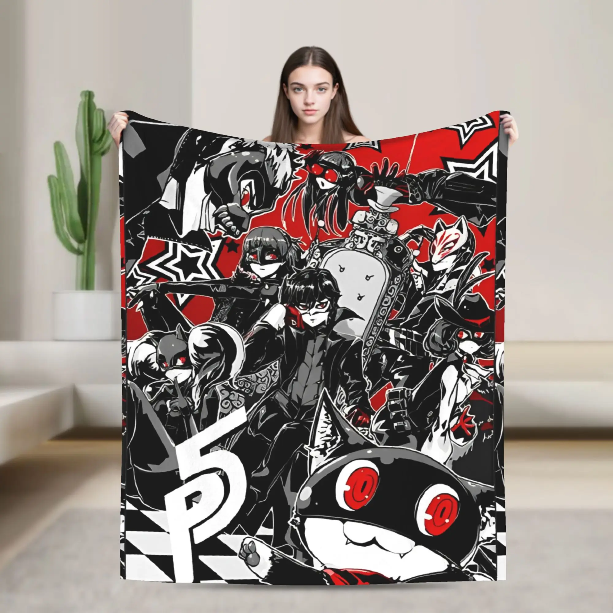 persona Blankets Anime  Flannel Throw Blanket Summer Air Conditioning Printed Soft Warm Bedsprea