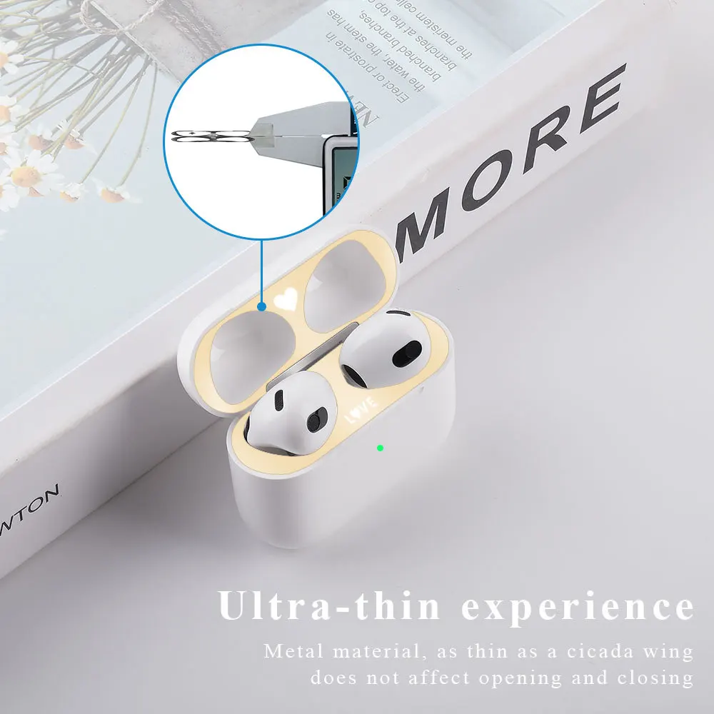 Dust Guard Metal Sticker Protection Film Dust-Proof Ultra Slim Inner Cover Pattern Case Anti-Scratches Cover for AirPods 3 Box