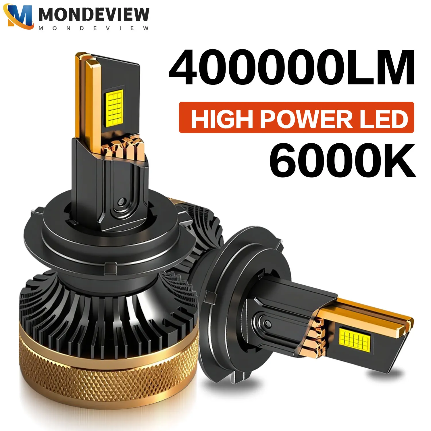 MONDEVIEW 10 медная трубка мощная автомобильная фара H1 H4 H7 H11 9005 9006 светодиодная лампа 400 Вт 6000 К 400000 лм дневные ходовые огни