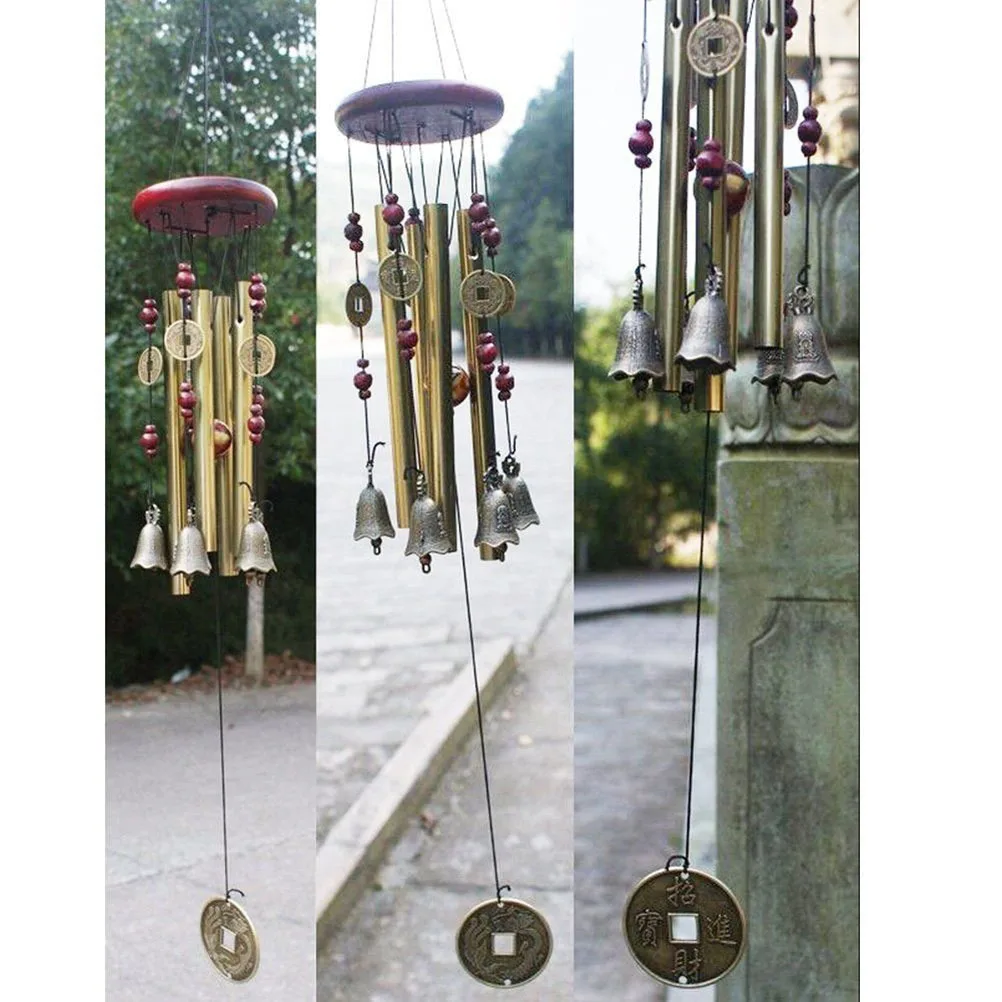

4 Tubes 5 Bells Copper Wind Chime Rustproof For Home Decor Garden Decoration Church Bells Hanging Indoor Outdoor Windchime