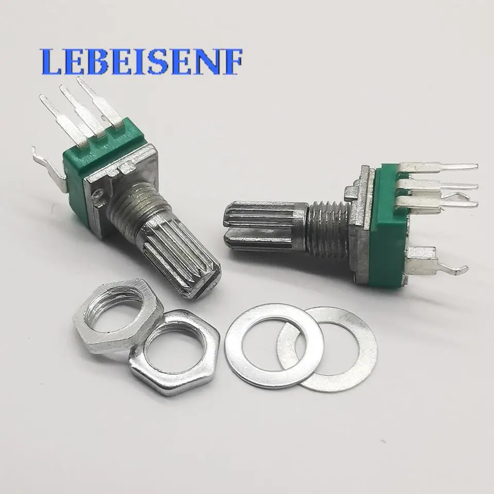 5pcs/lot sealed 3-pin RK097N single vertical potentiometer B1K B20K B50K B100K-B1M A1K A20K A50K A100K-A1Mhandle 15MM flower