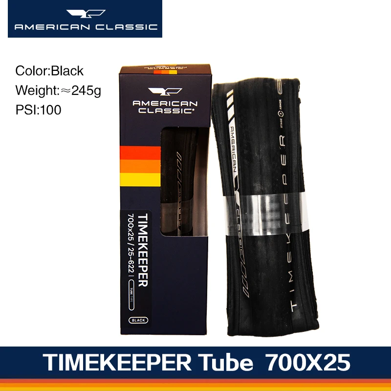 American Classic Timekeeper Fietsband Binnenband/Tubeless 700 X 25C, 700 X 28C, 700 X 30C Zwart/Geel Ultralicht Racefietsband