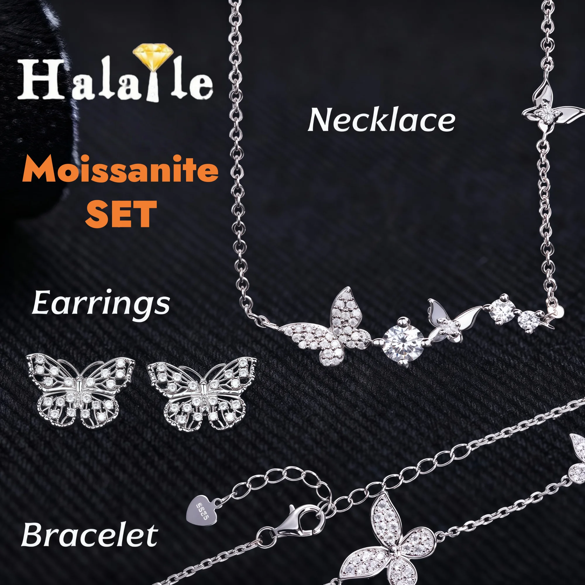 

Колье/серьги/браслет Halaile из серебра 925 пробы с муассанитом для женщин, сверкающие ювелирные изделия, легкий роскошный модный подарок