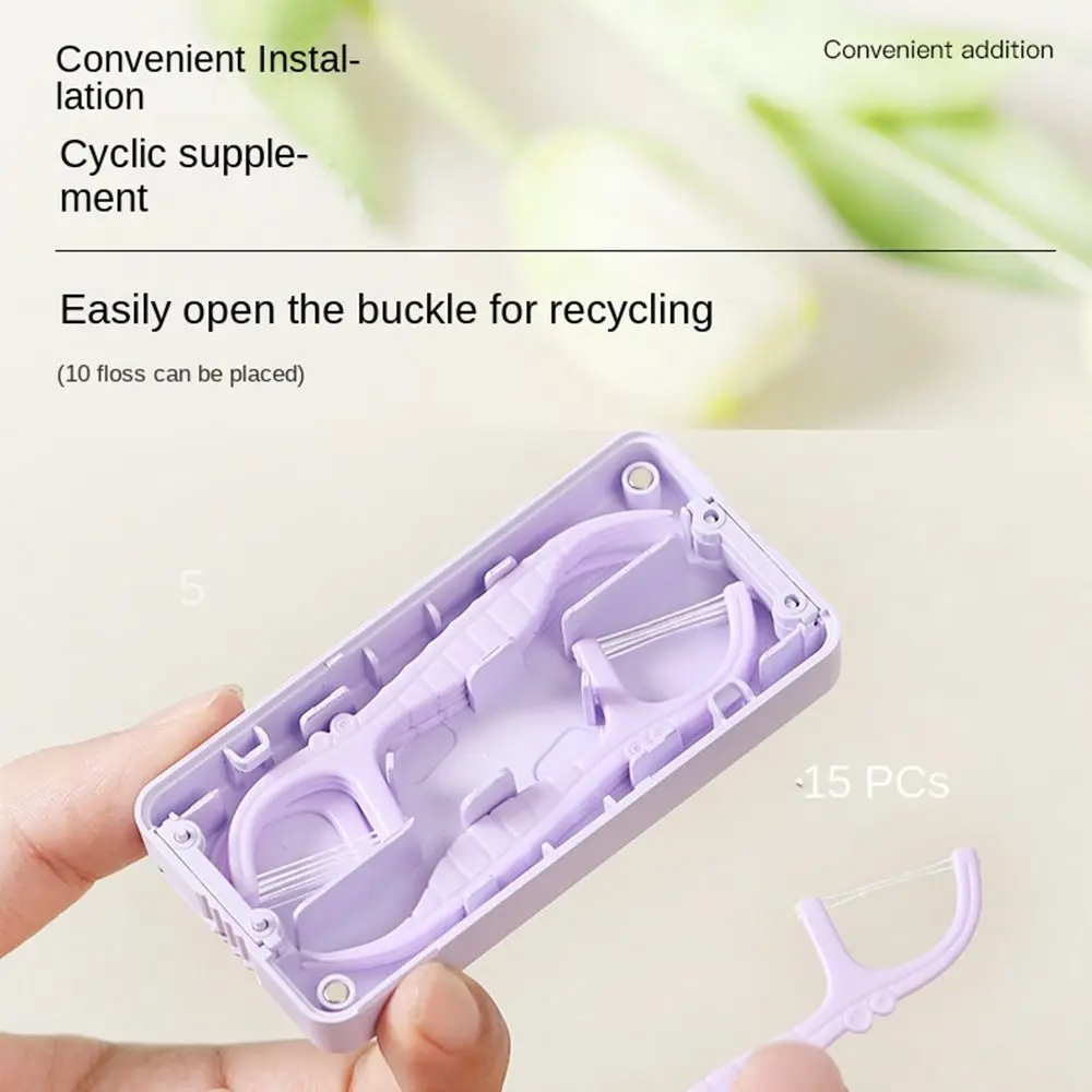 10 Pcs/box Automatic Dental Floss Container Seal Design Bilateral Outlet Teeth Floss Storage Box Magnetic Design