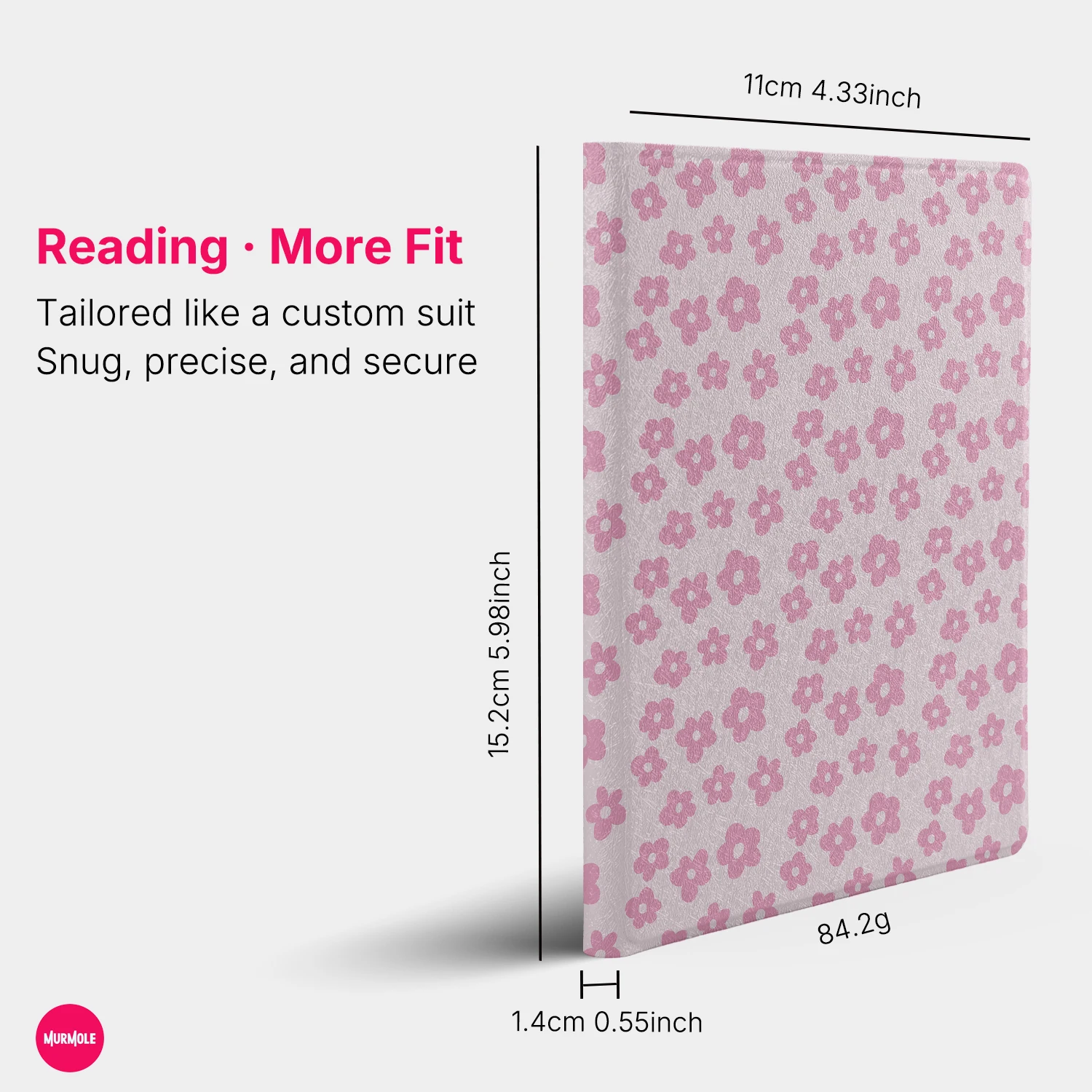 Etui Magnetyczne Murmole Floral Grid Plaid do Bigme B6 6" Ultra Slim Frameless Cover Bez Tylnego Panelu, Ochronne Etui Folio — zdjęcie produktu 5