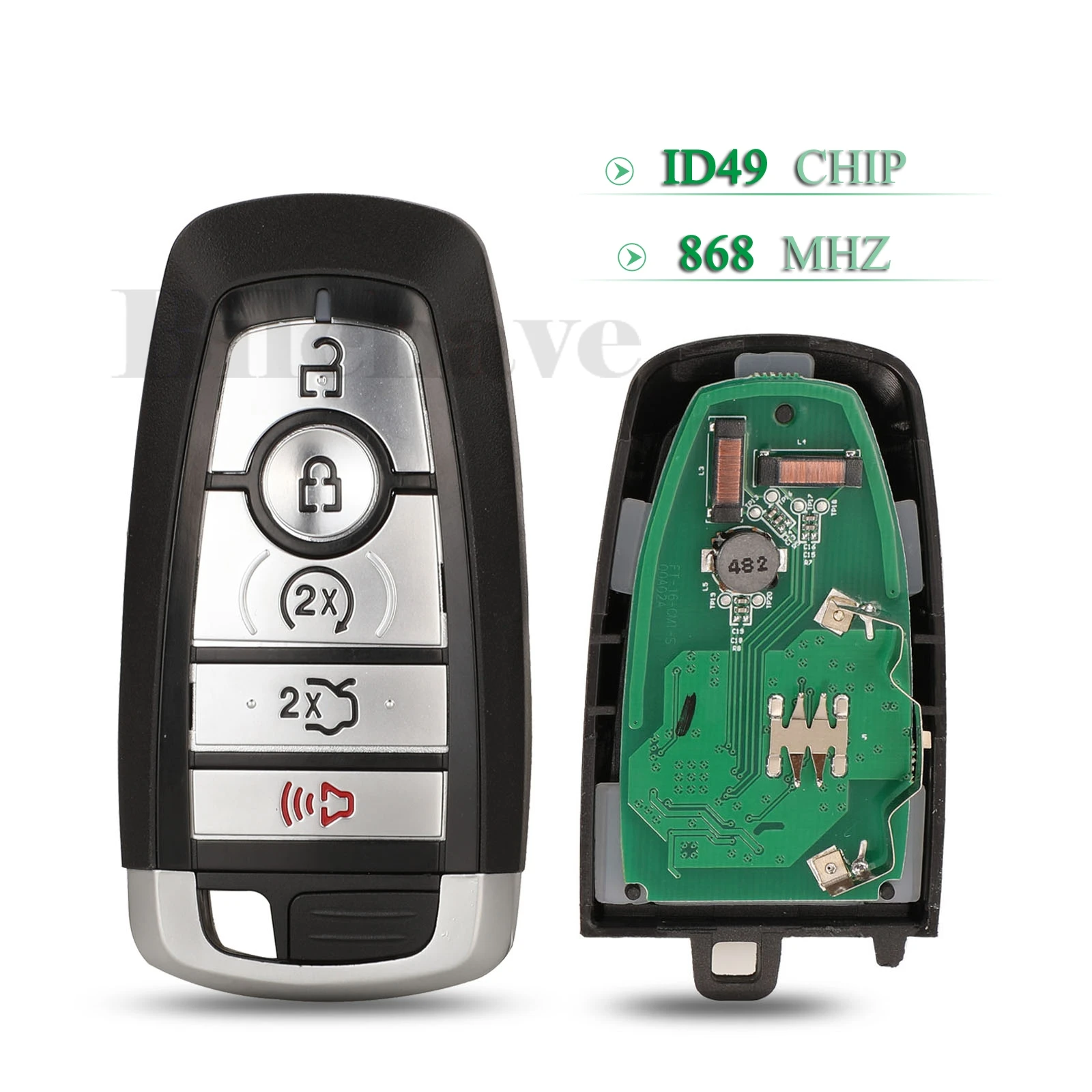 

jingyuqin 5 Buttons 868Mhz ID49 Chip Smart Remote Key FSK For Ford Mondeo Mustang Fusion With Blank Blade