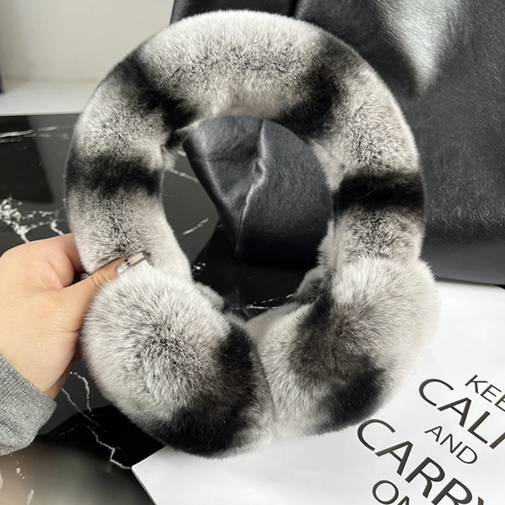 Real Rex Rabbit Fur Earmuffs para mulheres, aquecedores de ouvido de inverno, macio, quente, peludo, regalos de ouvido, tempo frio