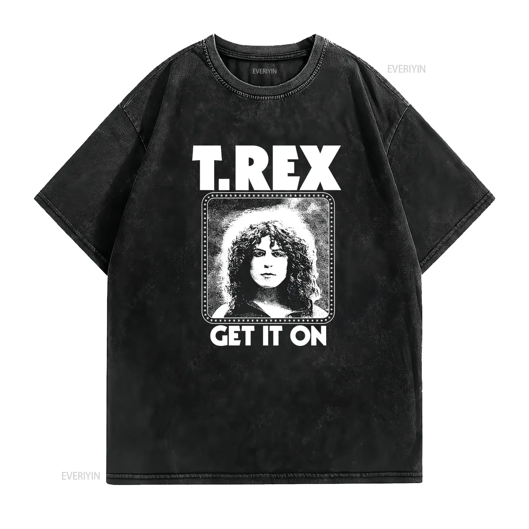 Vintage Classic T Rex Rock Band Get It On Print Casual Shirt vintage Washed Slightly Soft Versatile Top For Everyday Wear