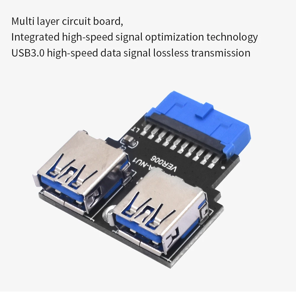 TISHRIC 19-pinowy na podwójne porty żeńskie USB 3.0 w górę/lewy/prawy/typ A żeński konwerter adaptera płyty głównej