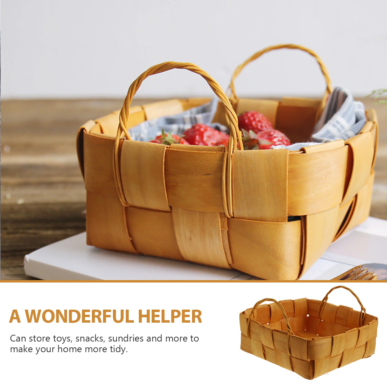 

Wooden Storage H held Portable Container Bread H held Basket Tray Home ganizer friendly Multi functional