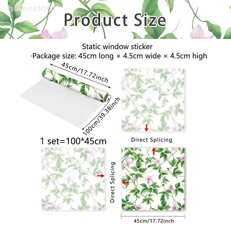【GG】 Adesivo in vetro elettrostatico abbagliante solare Adesivo per finestra con fiore retrò fresco Adesivi visivi bifacciali decorativi