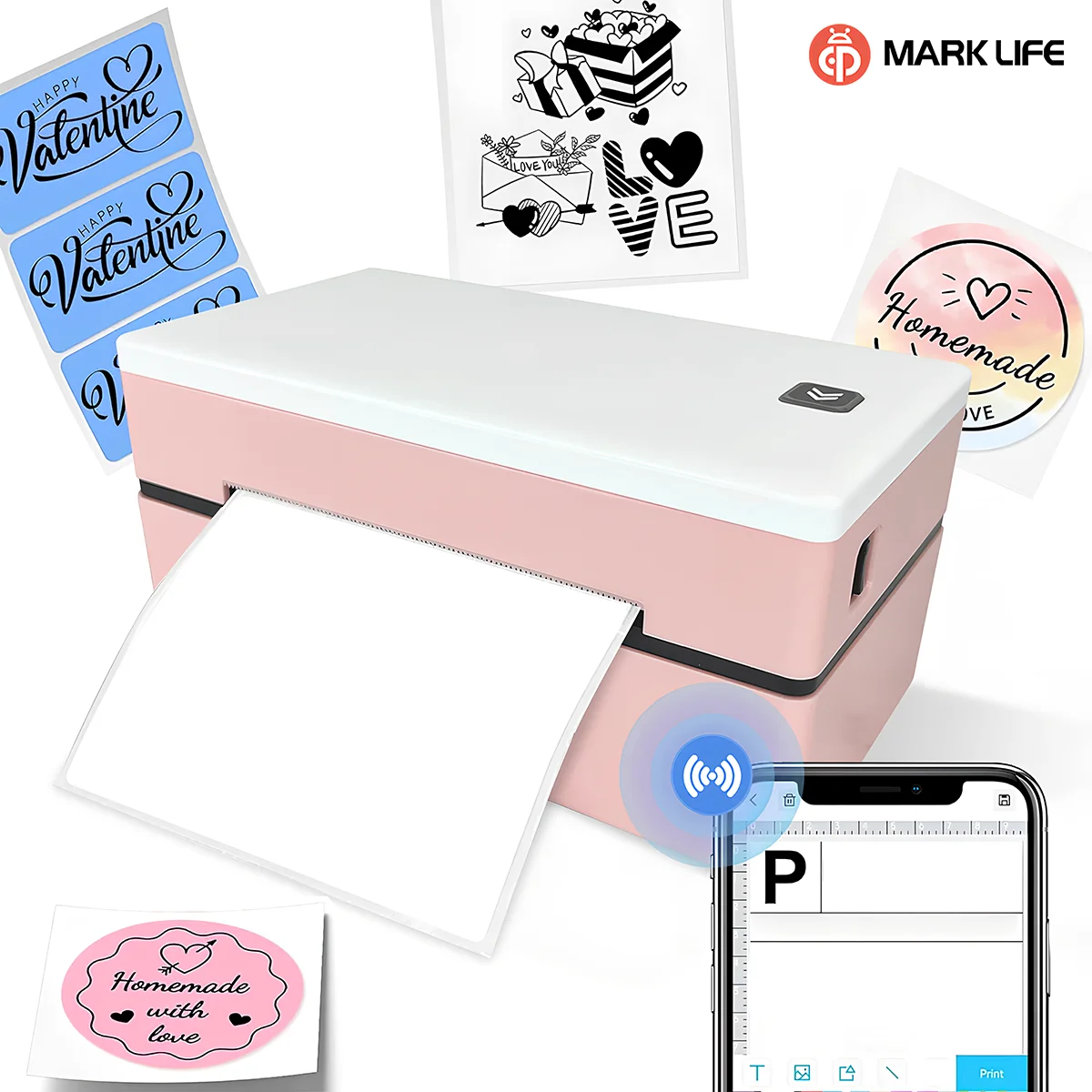 

Marklife D200 Thermal Label Printer Bluetooth-compatible Shipping Label Printer 4X6inch Compatible for iPhone Android Window