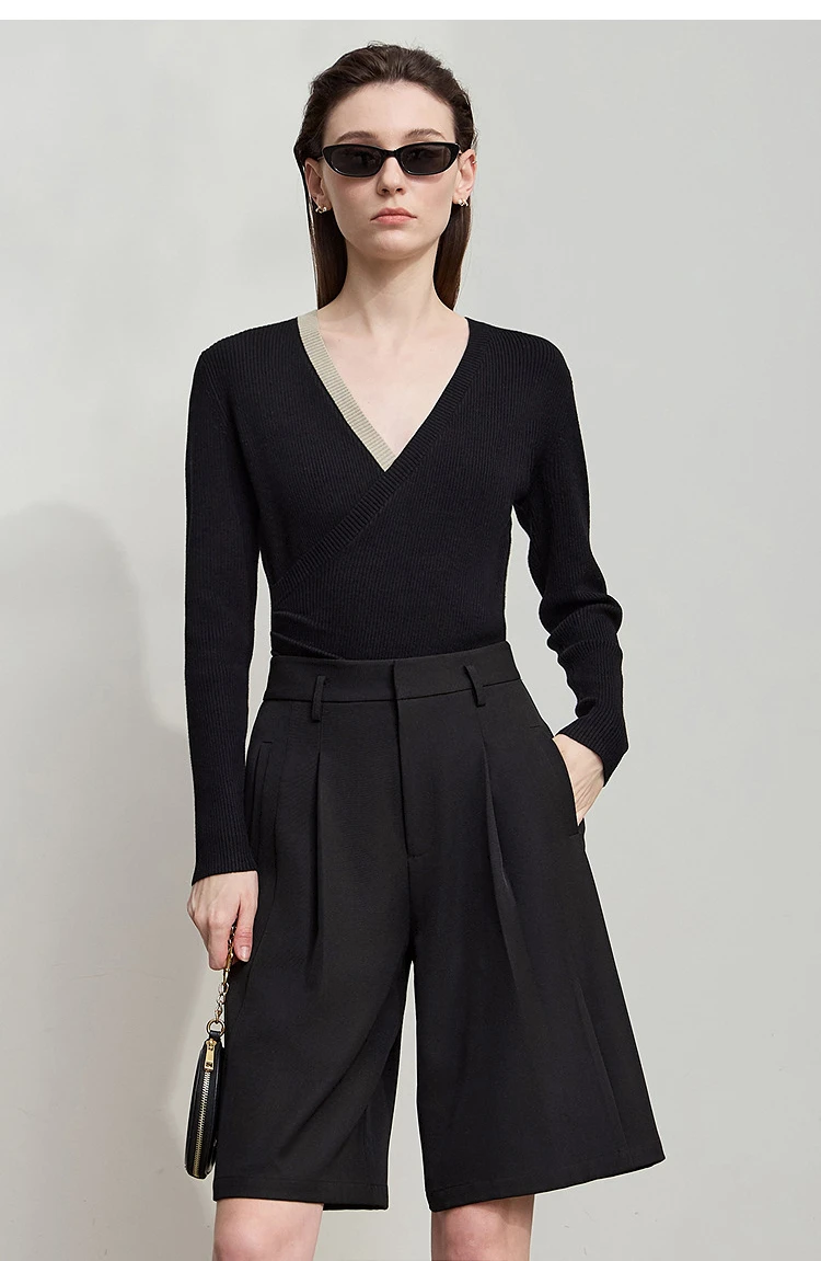 Amii Shorts for Women Simple Solid Versatile Casual Midi Wide Leg Pants 2025 Summer New Bottoms Office Lady Clothes 12553049