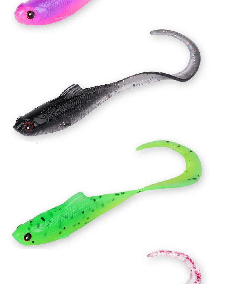 Curly Tail Grub Weichplastikköder für Barsch, Forelle & Panfish, Finesse Ribbon Tail Swimbait für Süßwasser-Angeln – Detail 11