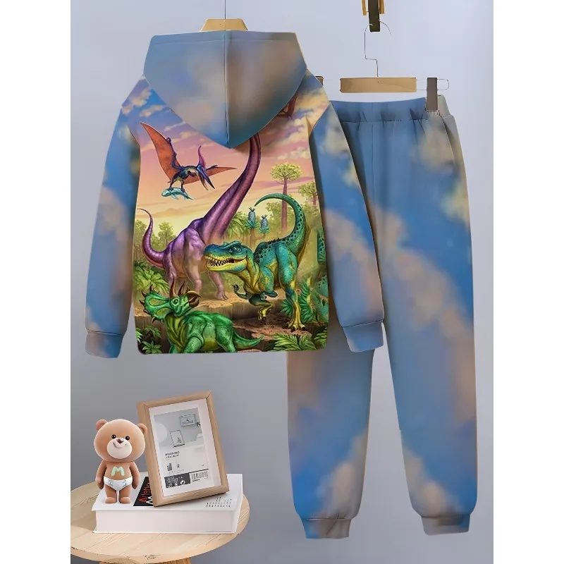 2025 3D Digital Animal Dinosaur Spider Cat imprimé sweat à capuche et pantalon de sport ensemble de 2 pièces