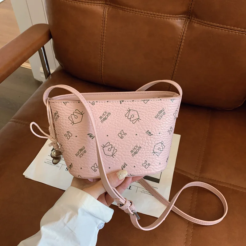 Luksusowa damska mini torebka typu bucket bag na rok 2025, torebka crossbody z geometrycznym wzorem, wielofunkcyjna mała torba z zamkiem błyskawicznym do pracy i podróży.