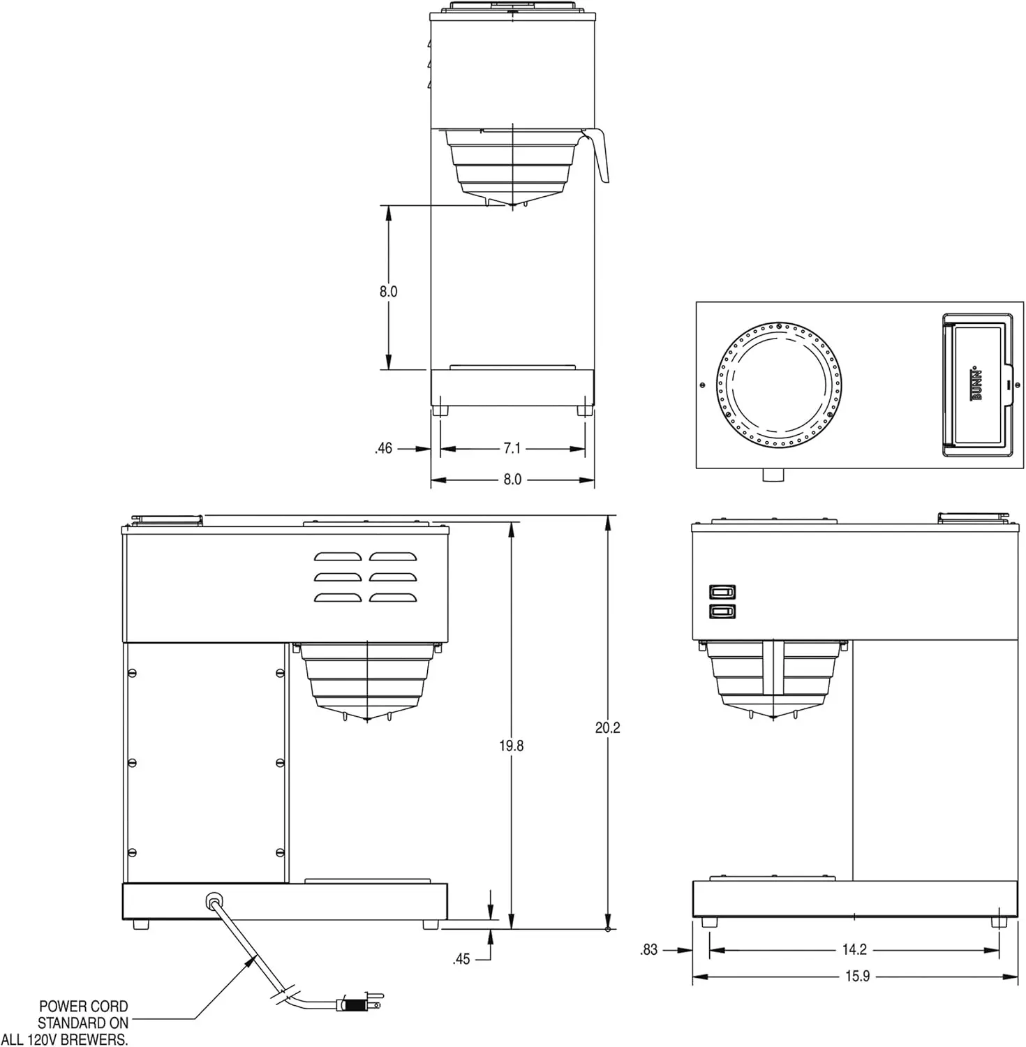 33200.0002   2EP 12-Cup Pourover Commercial Coffee Brewer Plus 2 Easy Pour Commercial Decanters