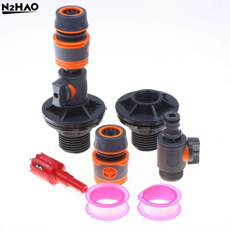 3/4 Inch PVC Water Tank Straight Valve Nipple Quick Stop Connector Rubber Coated Adapter Matching Pink Tape Plumbing