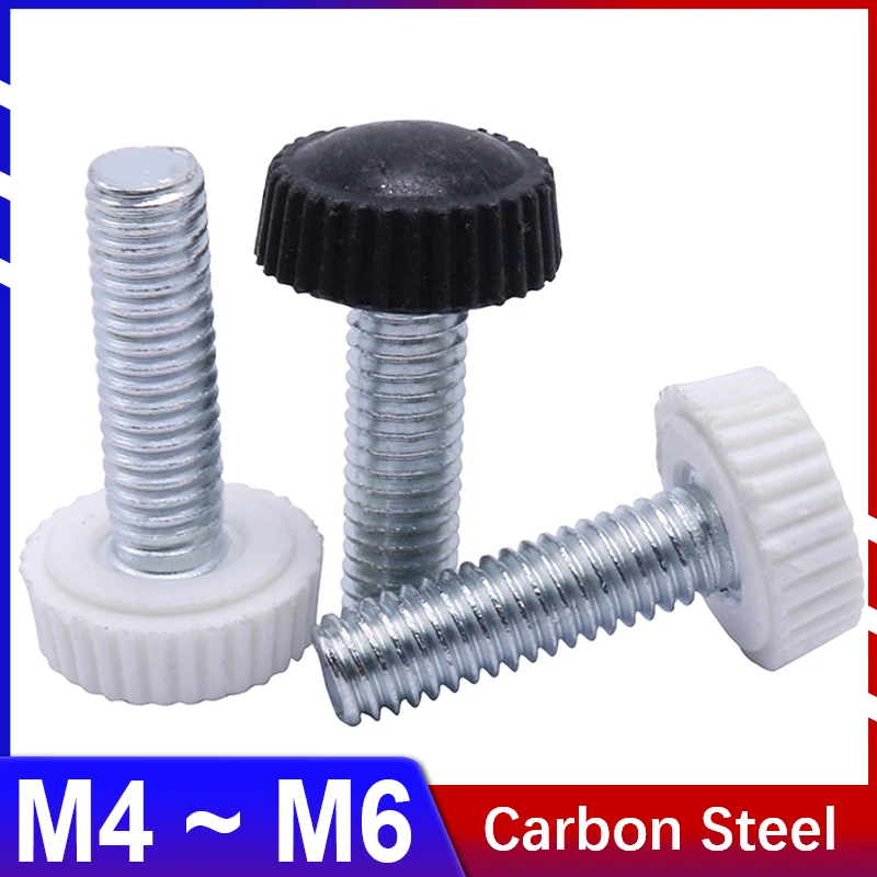 M4 M5 M6 Small Round Plastic Head with Knurled Thumb Screw White Black Nylon Bakelite Hand Screw,Knoba Locking Screw 10~20 Pcs