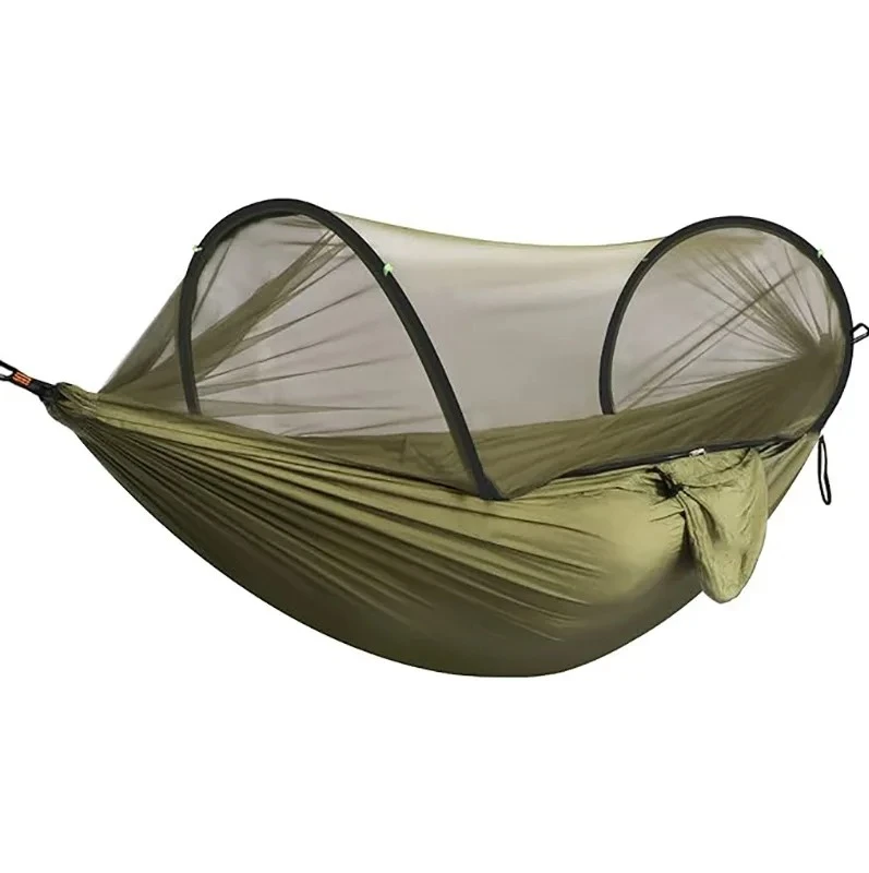 Portable Pop Up Hammock Built In Mosquito Net Nylon Fabric Support Poles Anti Bug Bed For Outdoor Wild Camping Backyard Gear