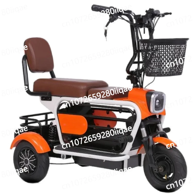 

2 People For Elderly 400w Foldable Mini Electric Scooter Family With 3 Baskets Range 40KM Parent Child Adult Electric Tricycle
