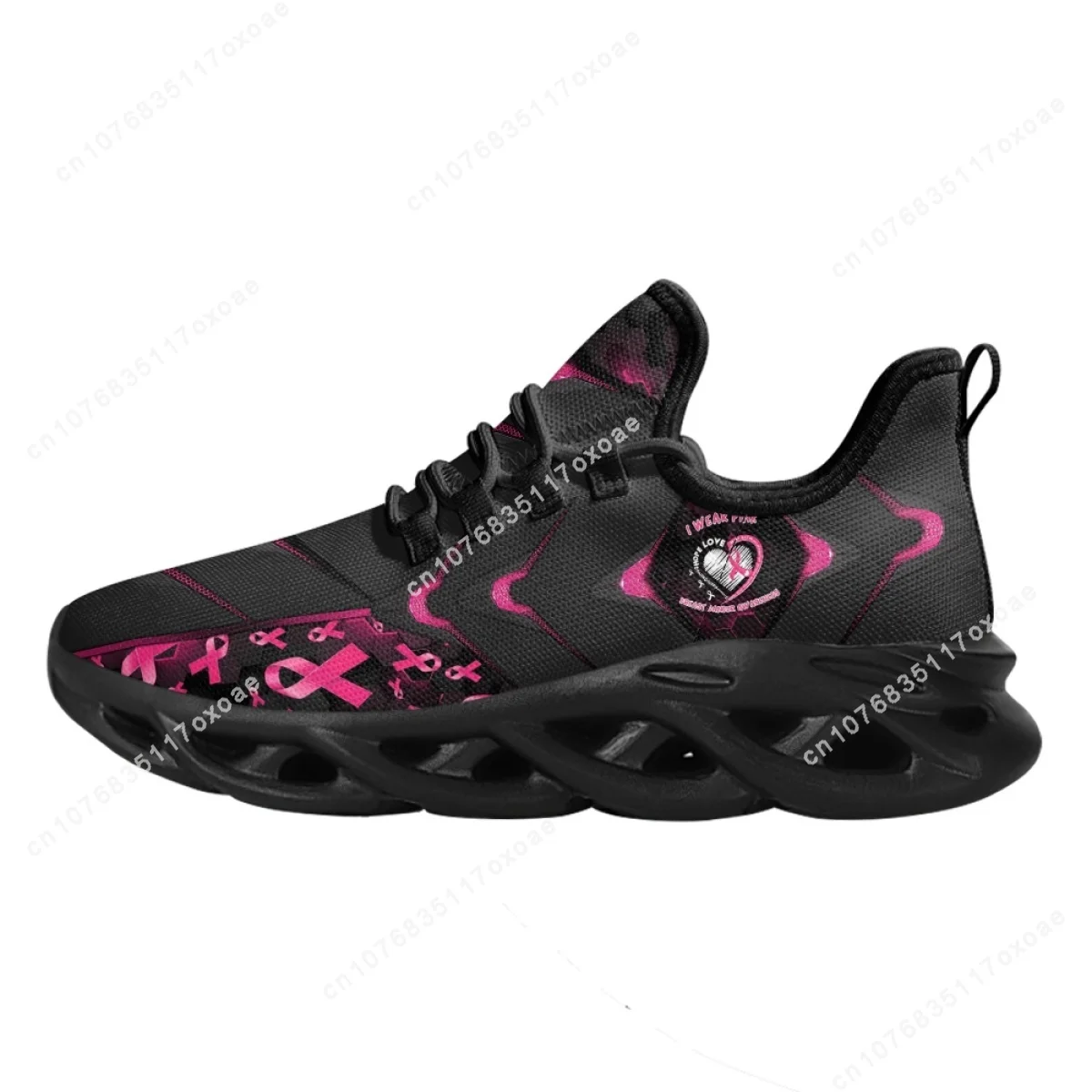 Breast Cancer Shoes Light Soft Flats for Women I Wear Pink Breast Cancer Mesh Sneakers Outdoor Walking Footwear 2023