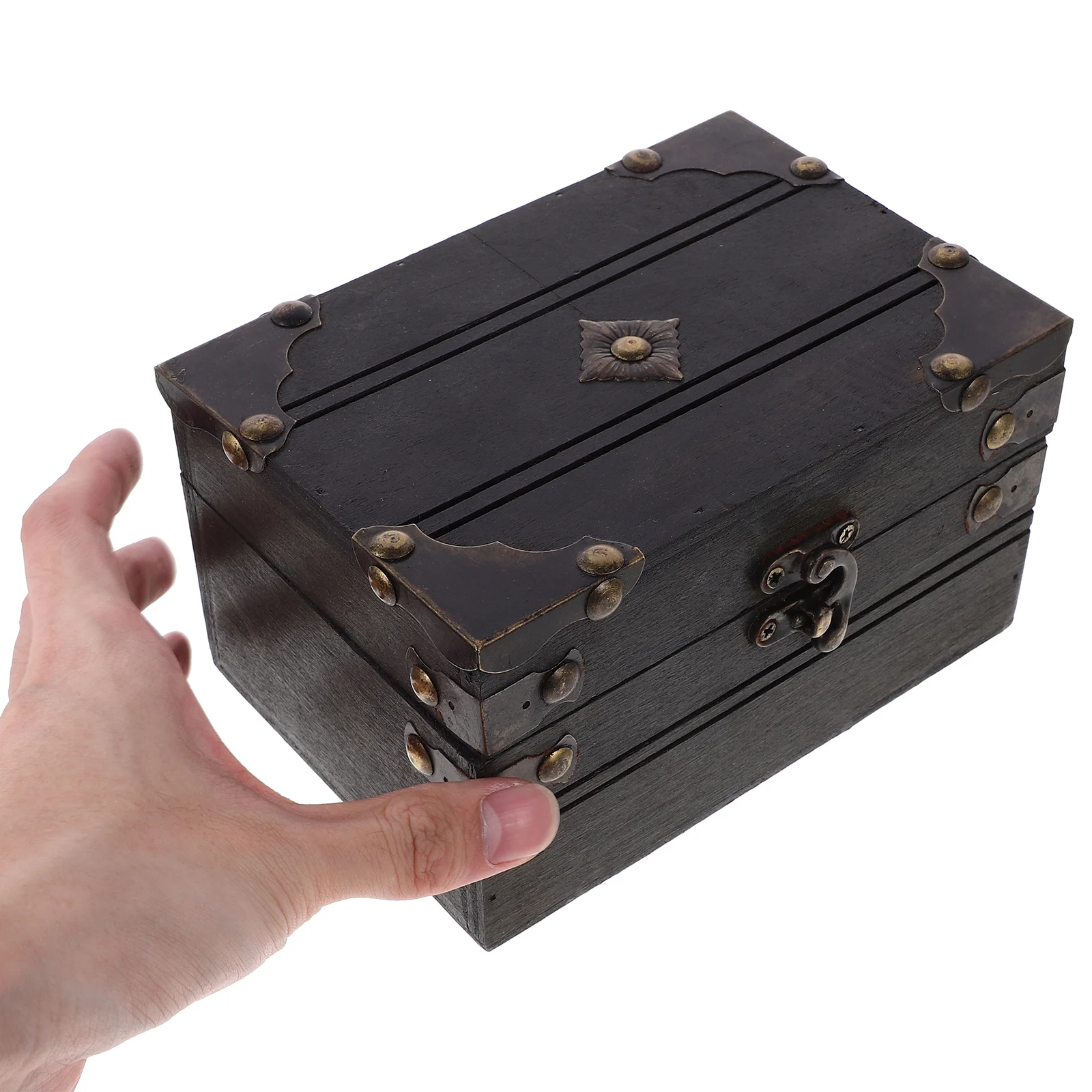 

Wooden Storage Boxes Vintage Jewelry Box Decorative Chest Retro Grey Large Capacity Keepsake Box Treasure Chest Home Bedroom