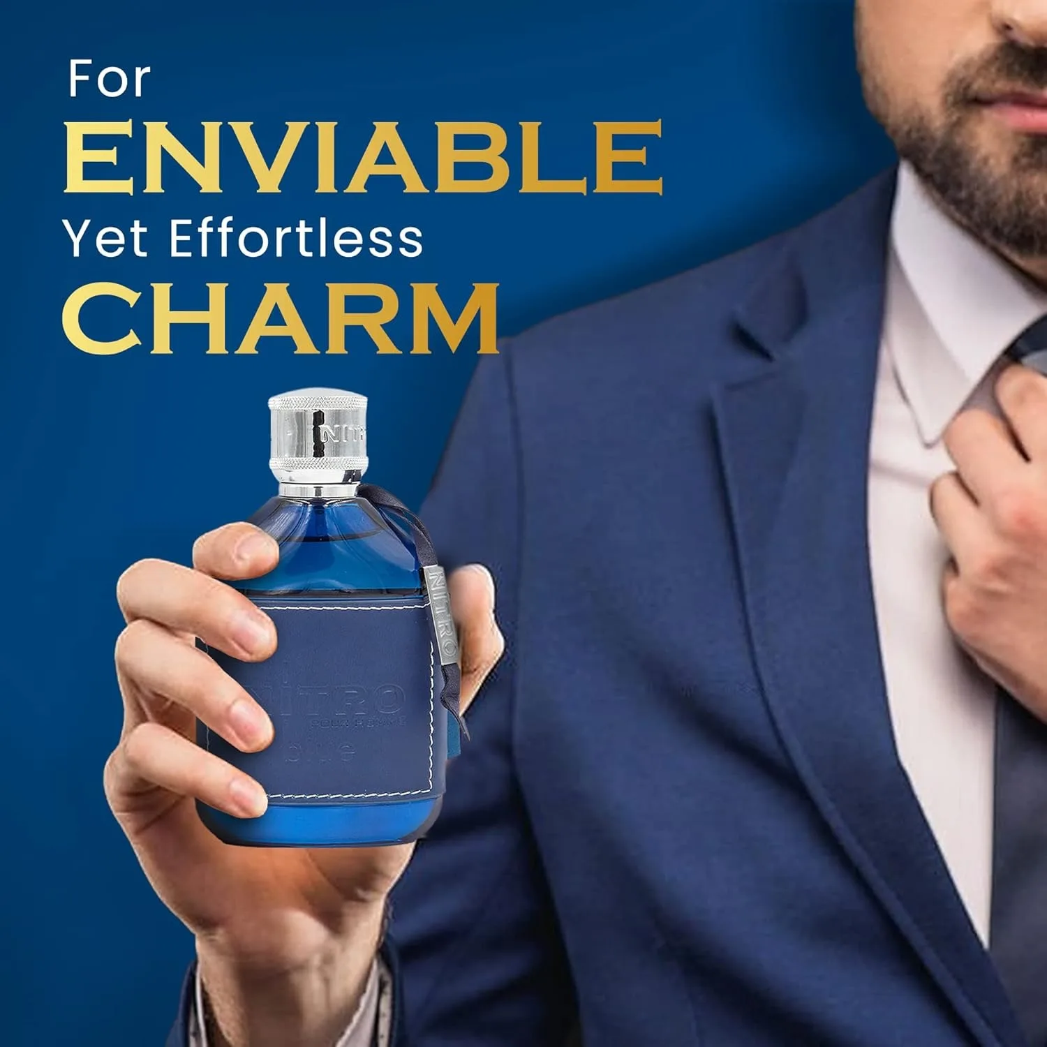 Dumont Nitro Blue - Fresh Aquatic Floral Woody Fragrance - Luxurious Long Lasting Scent -  3.4 Oz Eau De Parfum for Men view 6
