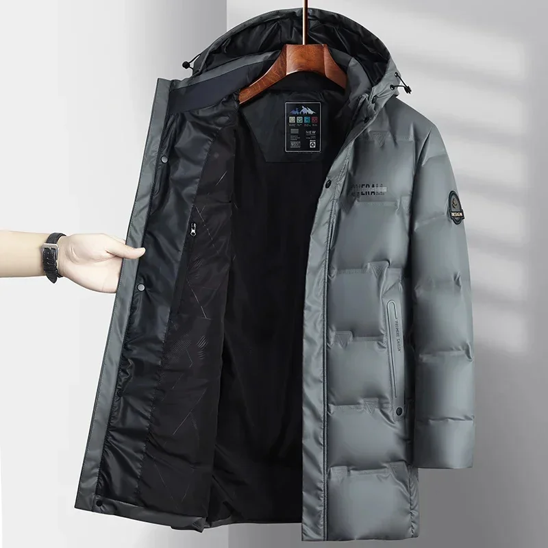 Clothing New Men's Down Jacket Mid-length 2025 Winter Thickened Wash-free Coat White Duck Business Casual Chaqueta Coats