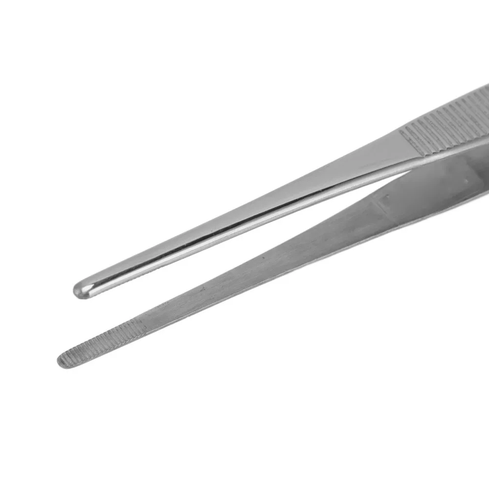 2PCS Stainless Steel Bonsai Tweezers Straight Tips Serrated Tips Plant Tweezers Silver Spatula Tip Straight Tweezers
