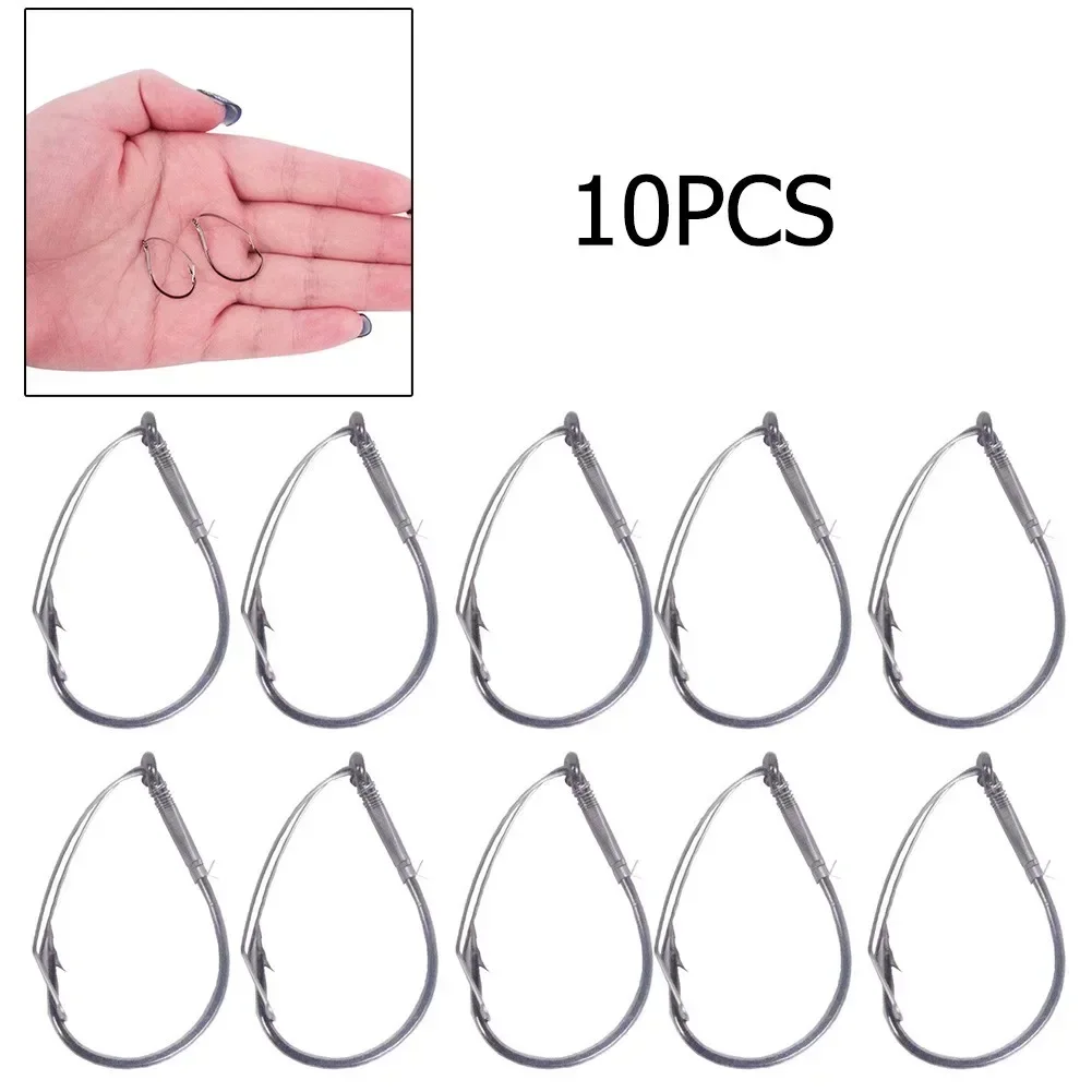 10pcs/Box High Carbon Steel Wacky Rig Hooks Weedless Barbed Fishig Wide Gap Hook Reusable Worms Bass Fishhook Fishing Tackle