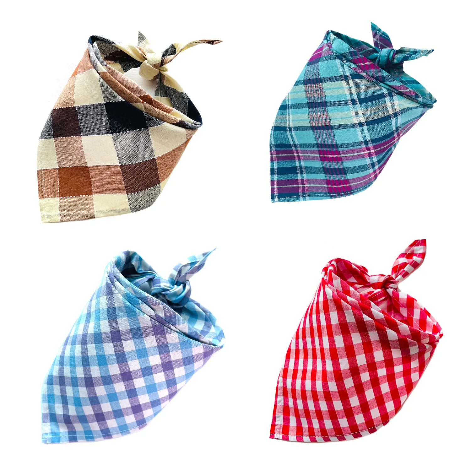 30/50pcs Plaid Dog Bandana Lot For Small Large Dogs Things And Bows For Dogs Pet Products Washable Bulk Dog Bandanas